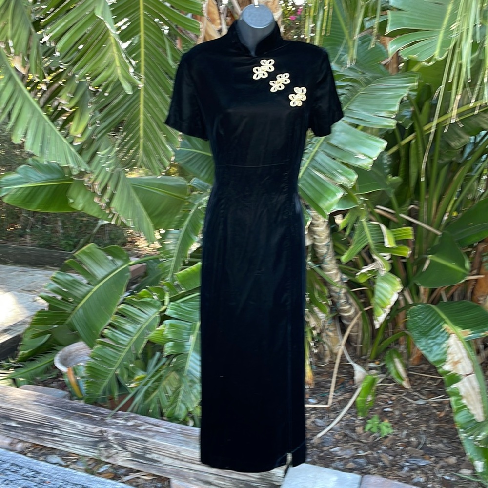 Bari Jay vintage velvet quipao or Chinese dress